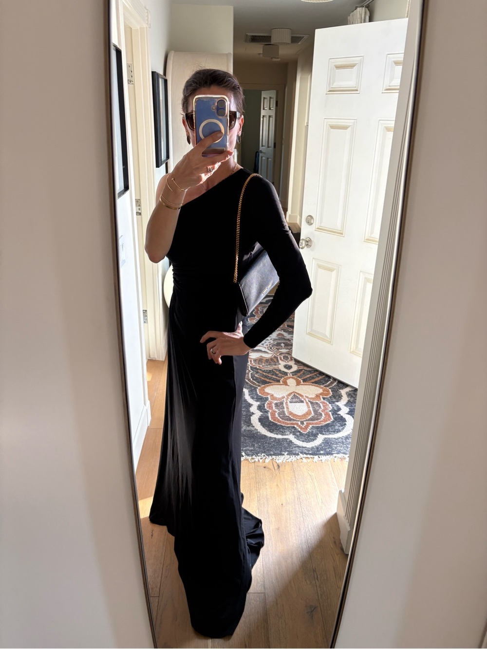 Halston Bay One-Shoulder Matte Jersey Cutout Maxi Gown in Black - Size 4 - Picture 11 of 16